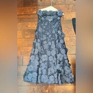 Embroidered Floral Applique Midi dress - Slate Blue